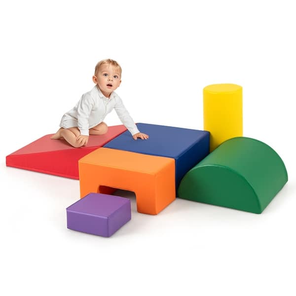 slide 2 of 10, Gymax 6 PCS Kids Climber Play Set Indoor Foam Climb & Crawl Activity Multi