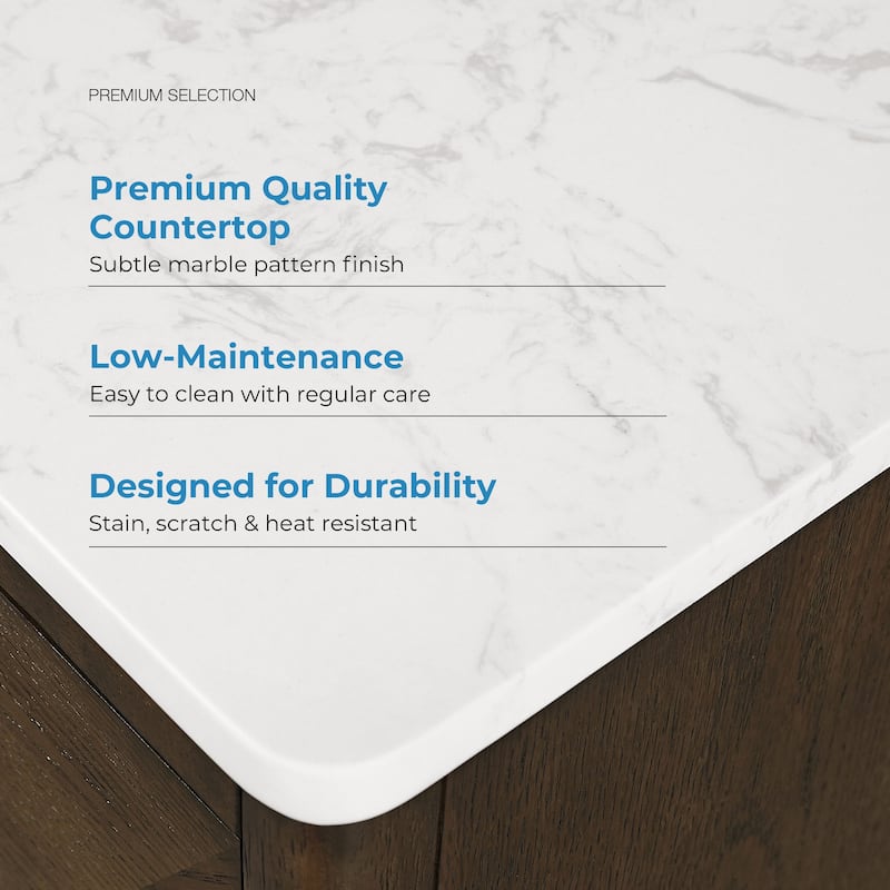 OVE Hale Aged Oak Bathroom Vanity with Engineered Marble Top