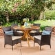 preview thumbnail 1 of 29, Cedros Wicker/ Acacia Wood Outdoor 5-piece Dining Set by Christopher Knight Home Multibrown/Beige/Teak