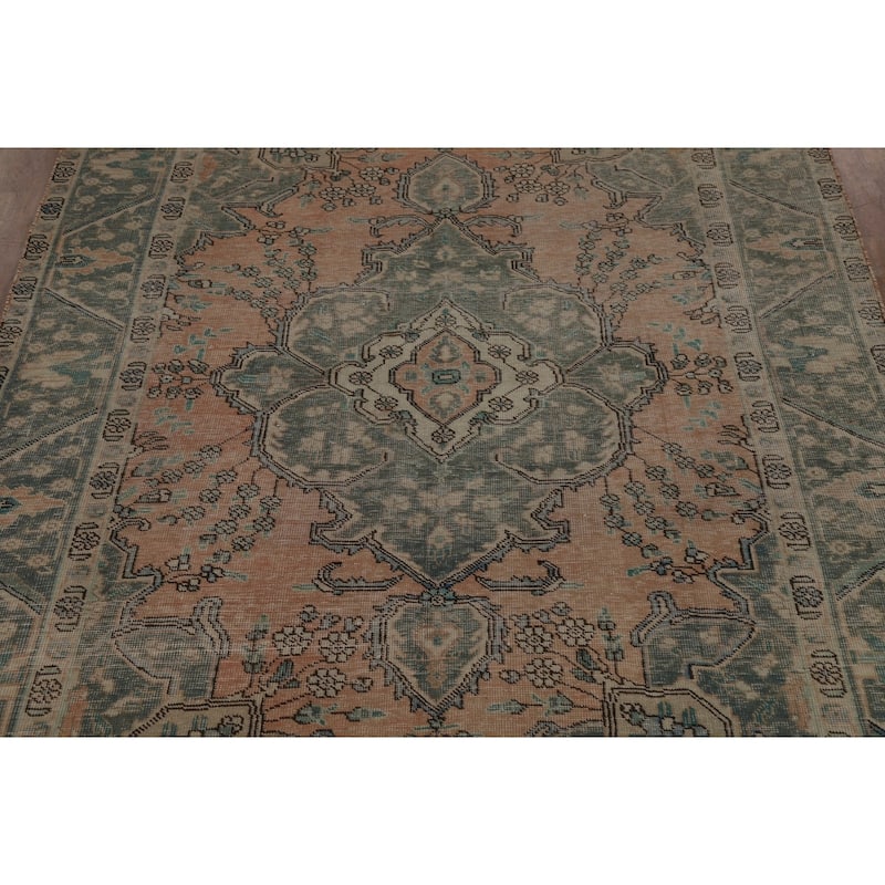 Vintage Tabriz Persian Area Rug Handmade Traditional Wool Carpet - 6'7" x 9'7"
