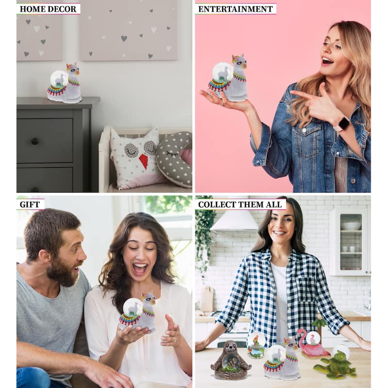 CoTa Global Llama Snow Globe - Fun Animal with Sparkling Glitter - 45mm