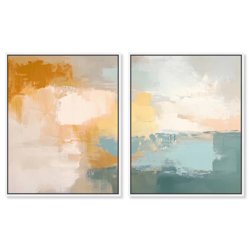 Muted Melody I Canvas Set of 2 by Art Remedy - 36" x 45" - White