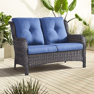 Gymojoy Outdoor High-back Wicker Loveseat Sofa For Home Garden