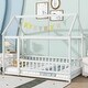 preview thumbnail 1 of 9, Twin Size Wooden Floor Bed with Roof Frame and Safety Guardrails, White White - Twin