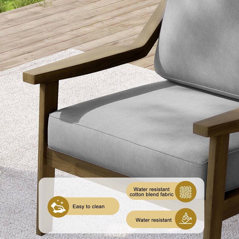 Outdoor Patio Club Chair Arm Lounge Cushion Chair (Set of 2)