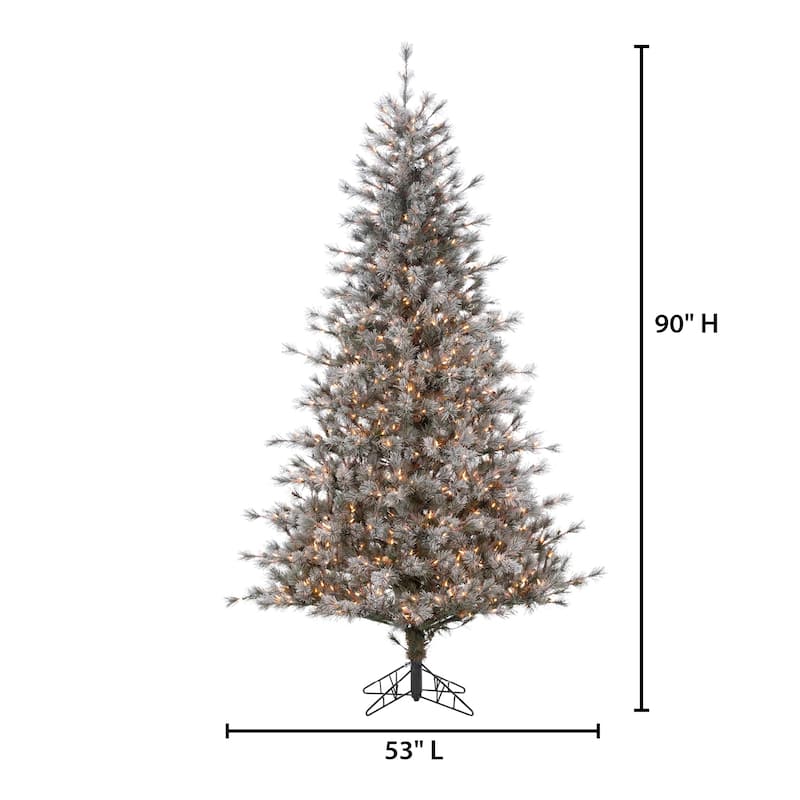 7.5 Foot Lightly Flocked Hard Mixed Needle Scotch Pine Tree with Pine Cones - N/A