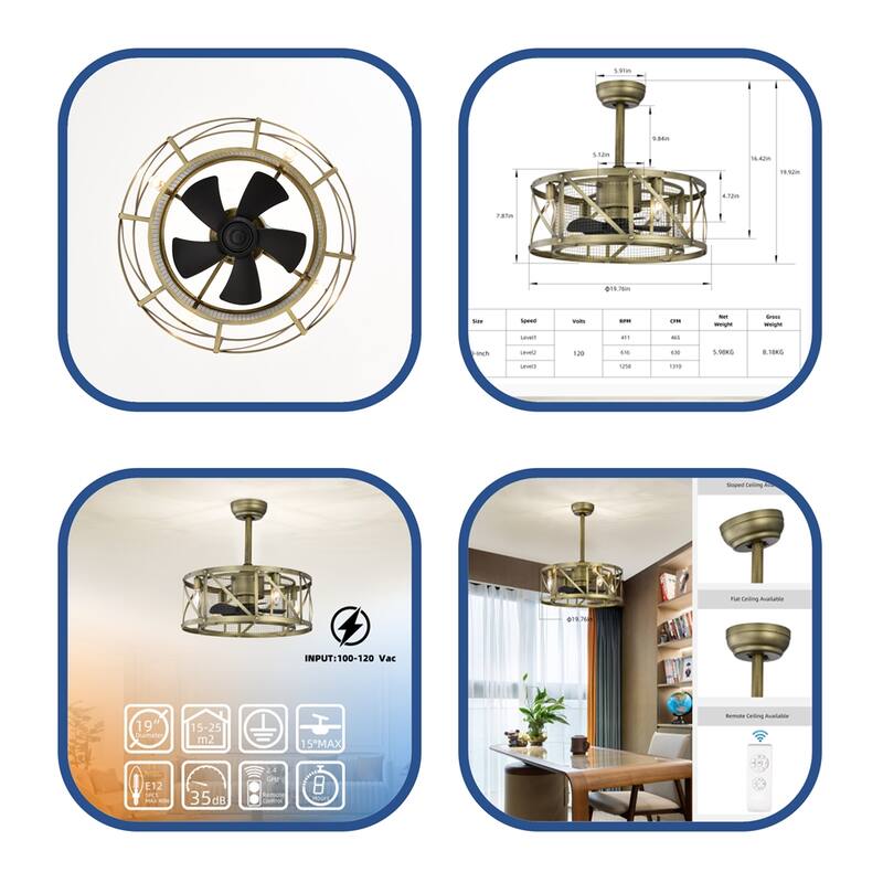 Small Size Decorate Ceiling Fan Light