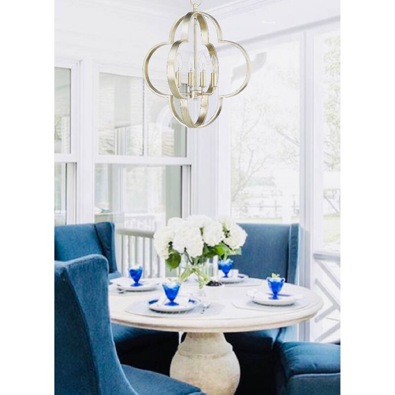 4 Light Scalloped Pendant in Champagne