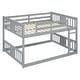 preview thumbnail 12 of 14, Low Bunk Beds Full Over Full Wood Bunk Bed Frame Floor Bunkbed for Kids Toddlers Boys Girls Teens' Bedroom Dorm