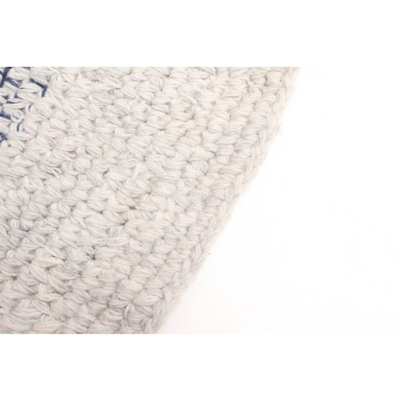 ECARPETGALLERY Braid weave Sienna Dark Navy Wool Rug - 3'11 x 3'11