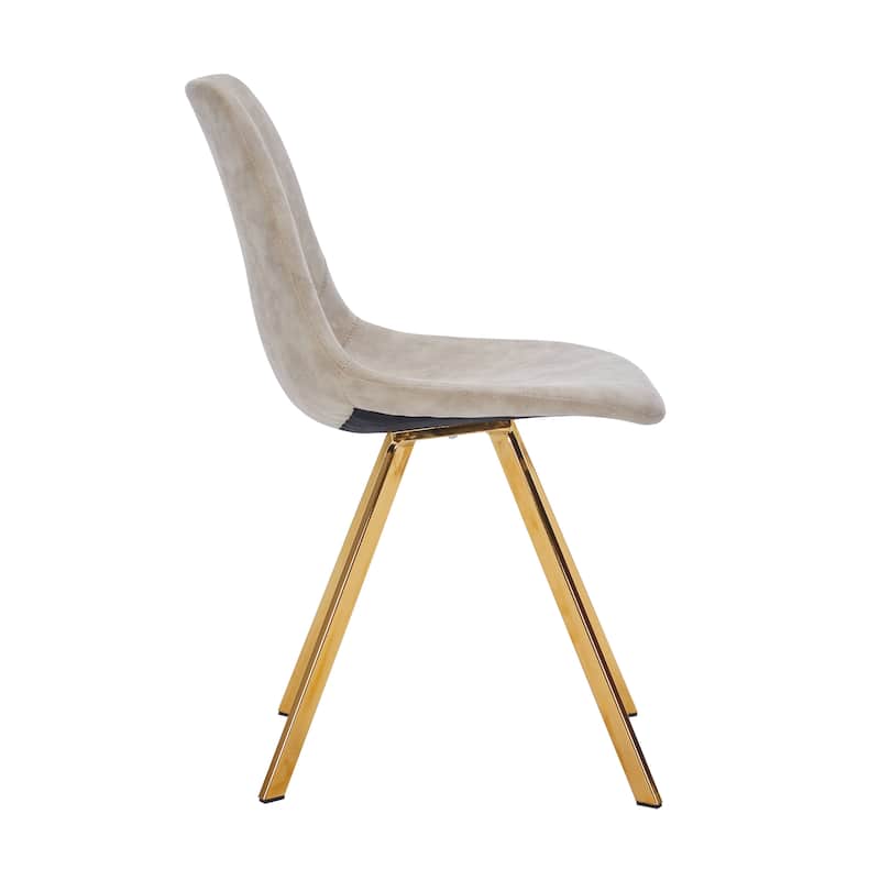 Markley Leather Dining Chair Set of 2 With Gold Metal Legs Modern Accent Side Chair