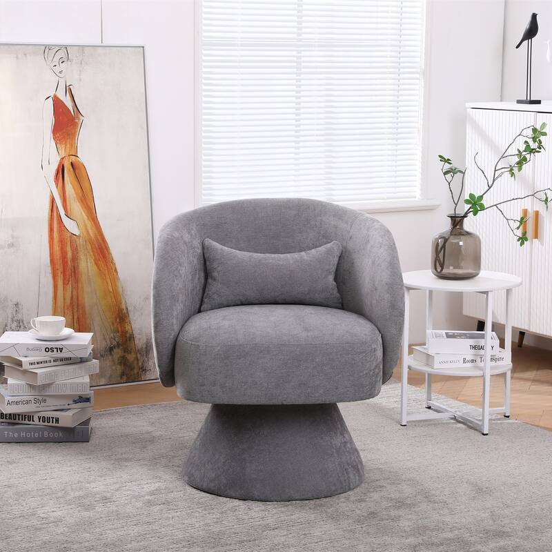 Round Fabric Swivel Accent Chair