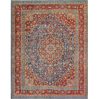 Fine Vintage Distressed Ajer Blue/Red Rug - 9'9