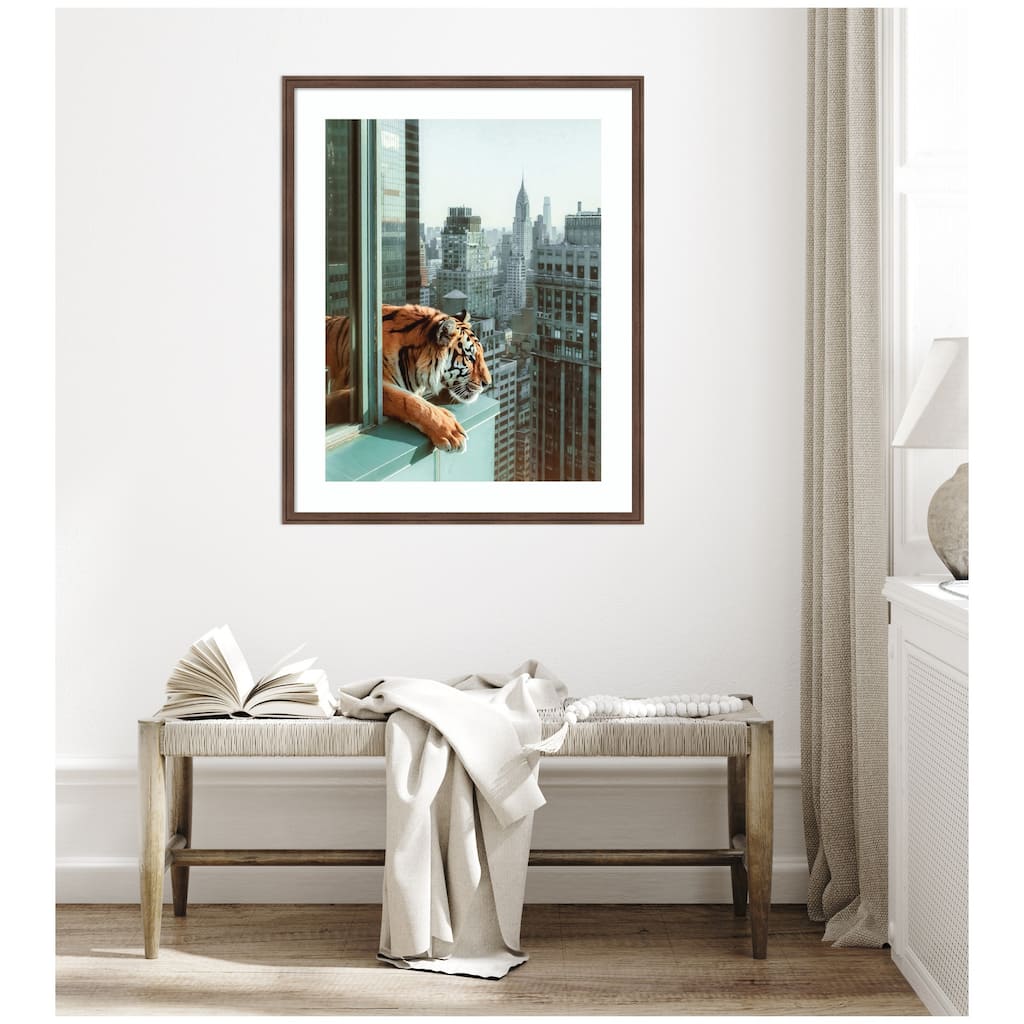 Kate and Laurel Framed Art Urban Tiger Overlooking Manhattan by Michael Schauer