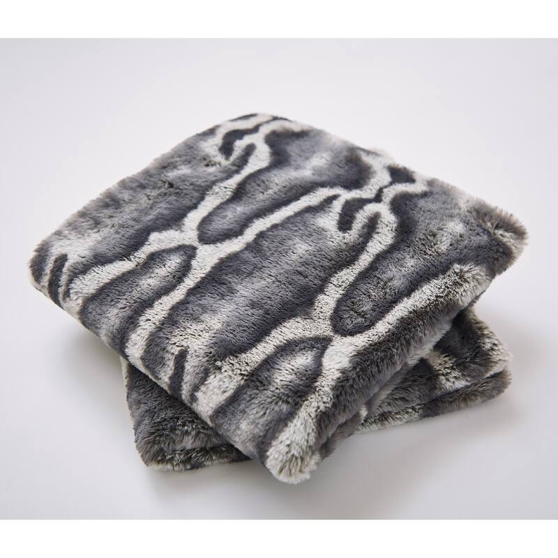 Serenta Tip Print Light FauxFur Throw Pillow Shell Ottoman 4 PC Set