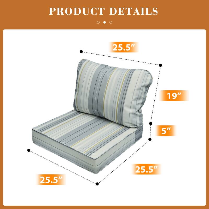Waterproof Outdoor Deep Seat Cushion Set for Patio Furniture and Chairs