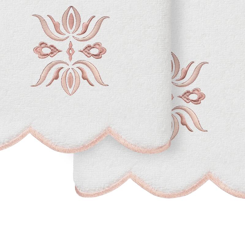 Authentic Hotel and Spa 100% Turkish Cotton FLOWER CREST Scallop Towel Collection