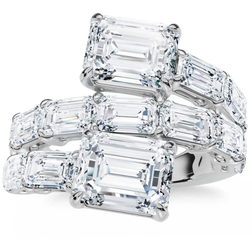 6 1/2Ct Emerald Cut Diamond Ring Gold Women's Right Hand Anniversary Band