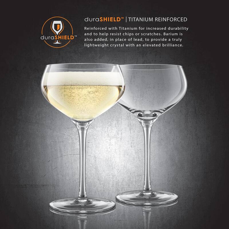 Final Touch Set of 2 Coupe Lead Free Crystal Glasses - 10 oz