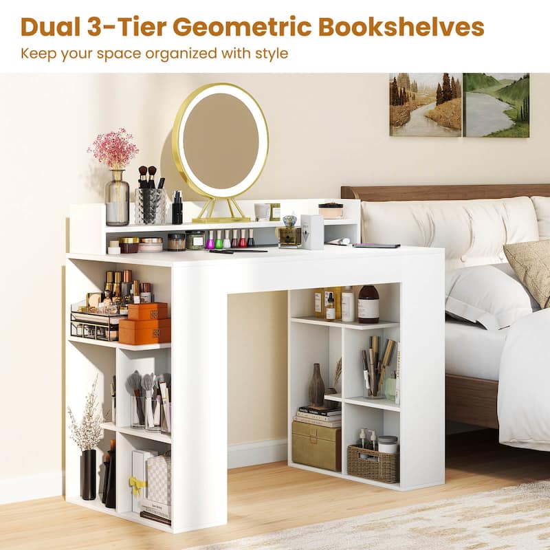 Costway 43" Home Office Desk with Power Outlets Monitor Shelf - See Details