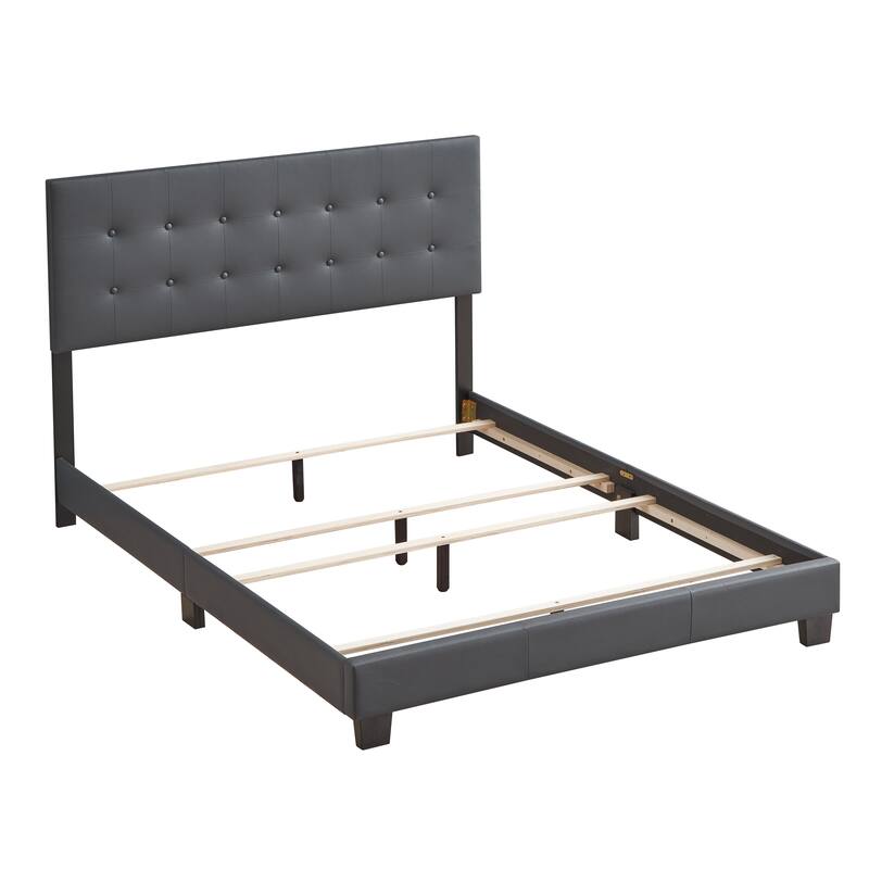 Full Size PU Platform Bed with Sturdy Frame and Easy Assembly