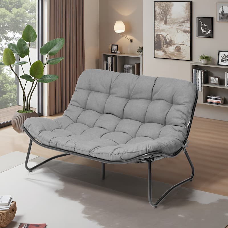 Pellebant Double Papasan Chair Loveseat with Cushion For Indoor Outdoor