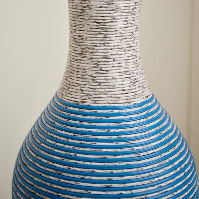 39-Inch Tall Standing Designer Floor Vase-Durable Artificial Rattan - Elegant Two-Tone Dark Brown Finish-Ideal Decor Accent