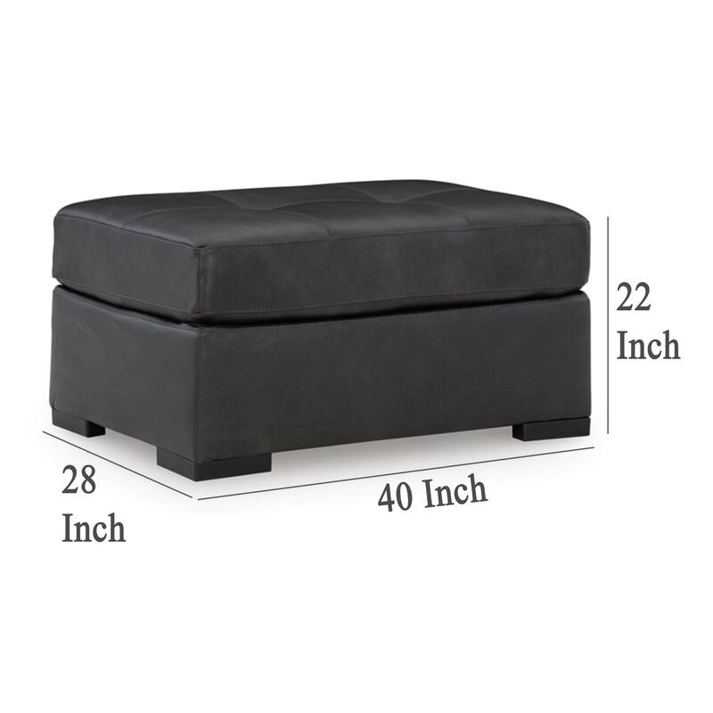 Keaton Oversized Accent Ottoman, Black Faux Leather, 40 Inch