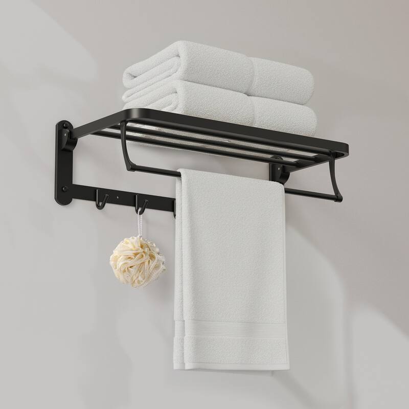 2-Tier Stainless Steel Bath Towel Rack with 5 Hooks