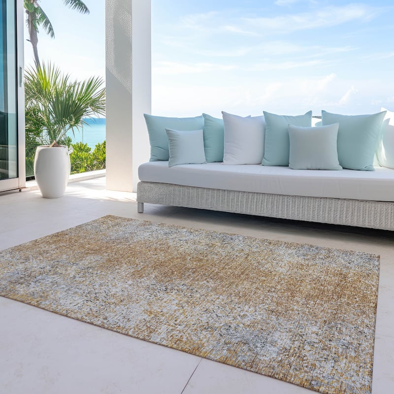 Machine Washable Indoor/ Outdoor Chantille Solid Contemporary Rug - Terracotta - 8' x 10'
