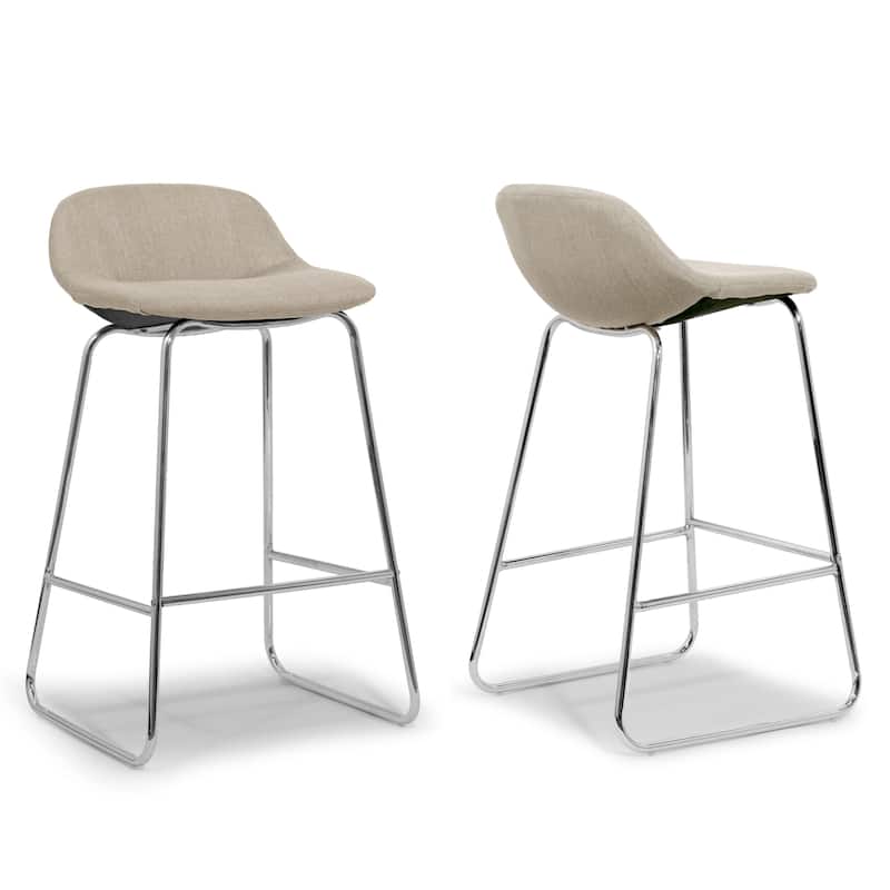 Set of 2 Agalia Modern Fabric Chrome Frame Low Back Bar Stool