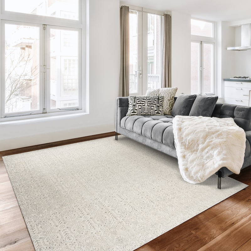 Gertmenian Sydney Light Toned Cream Ivory Moroccan Bohemian Soft Polyester Indoor Area Rug Collection
