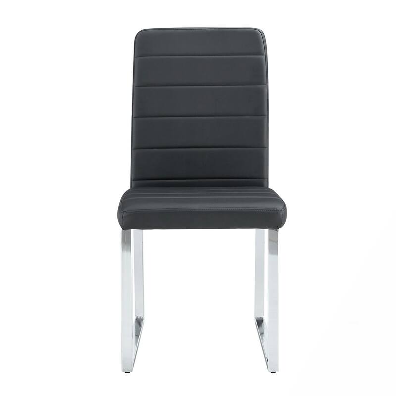 2PCS PU Dining Chairs With Iron Legs