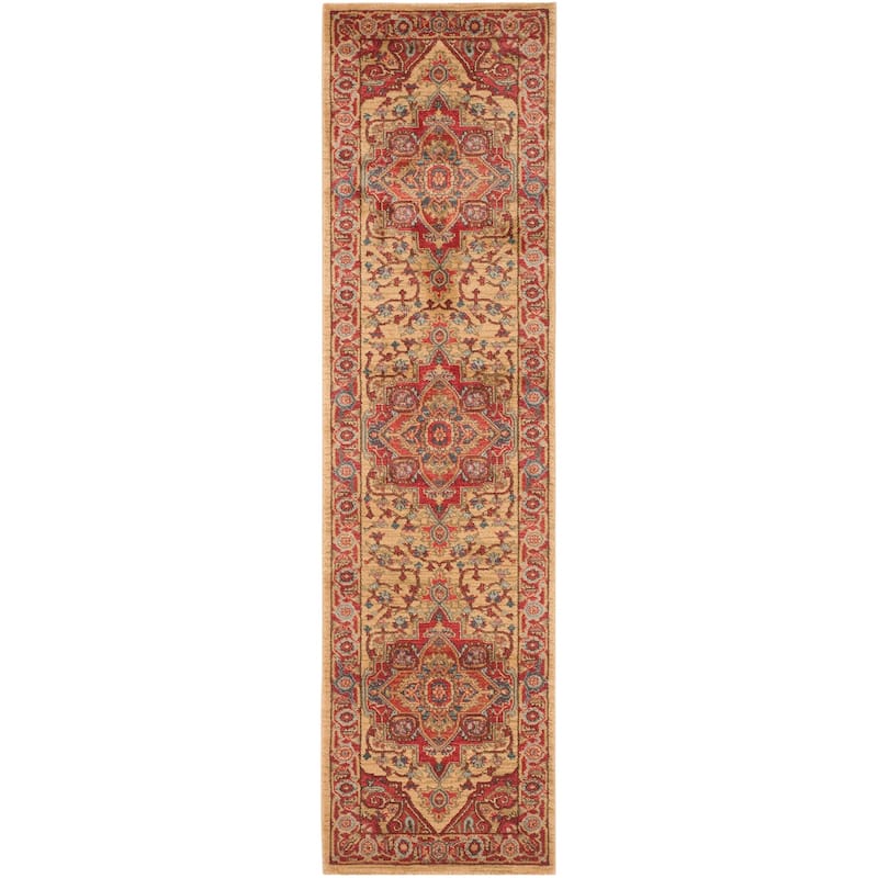 SAFAVIEH Mahal Beverley Traditional Grandeur Red/ Natural Rug - 2'2" x 10' Runner - Red/Natural