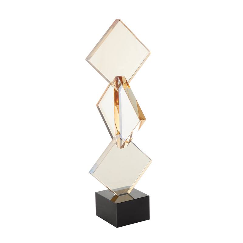 Orange Glass Stacked Diamonds Abstract Decorative Sculpture