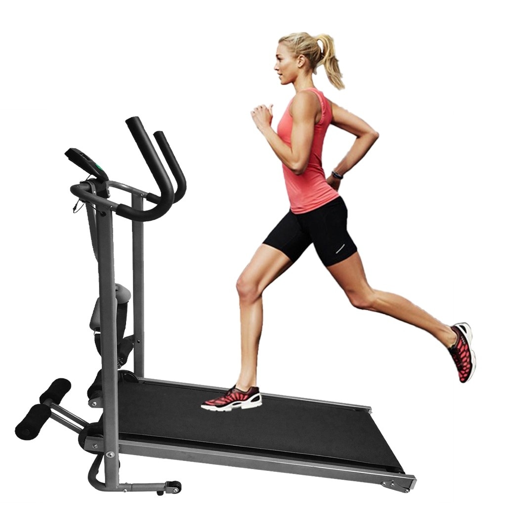 Folding Mechanical Treadmill 4-in-1 Shock Running Working Machine Fitness Inclin 