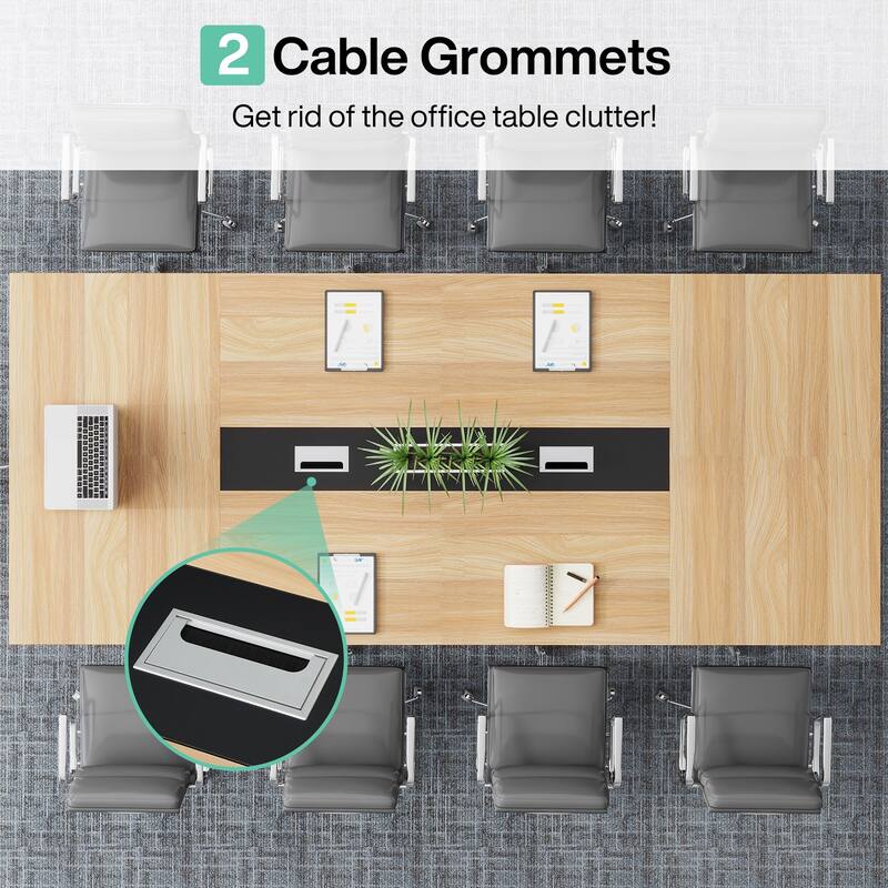 8FT Conference Table, Large Meeting Table for 10 People, Easy Assembly