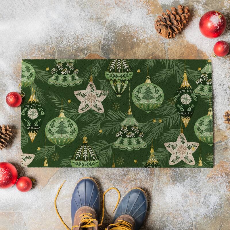 Shades of Green PVC Door Mat - 28" x 16"