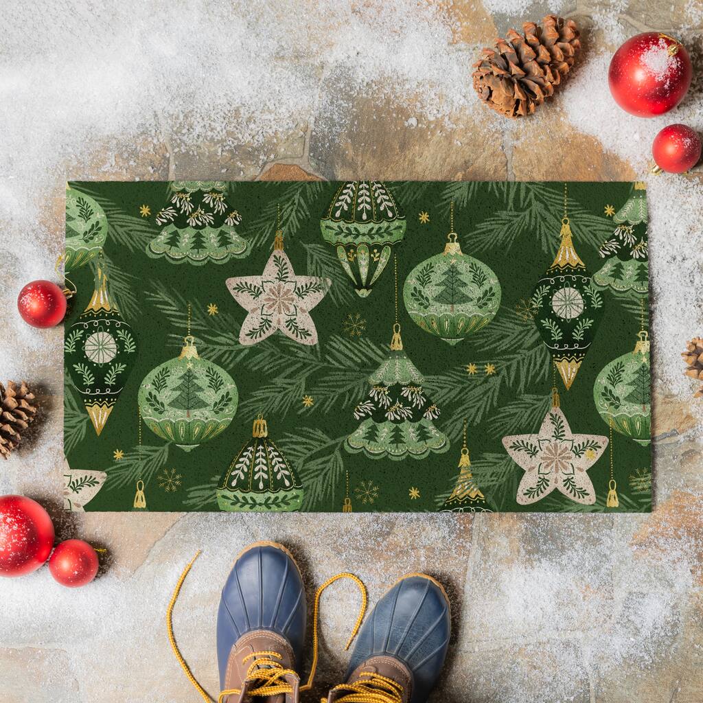 Shades of Green PVC Door Mat - 28" x 16"