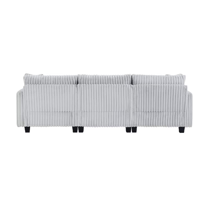 GDFStudio - 100" Corduroy Modular L-Shaped Sofa with USB