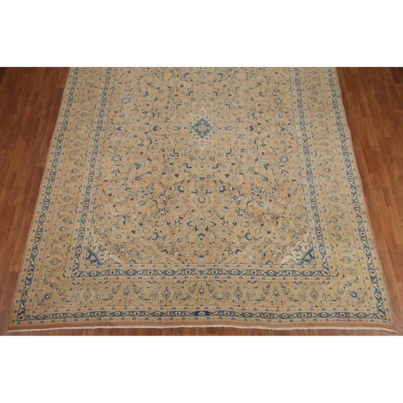 Hand Knotted Oriental 100% Wool Carpet Traditional Floral Oranges & Rust Mashad Area Rug - 12' 5'' X 9' 7''