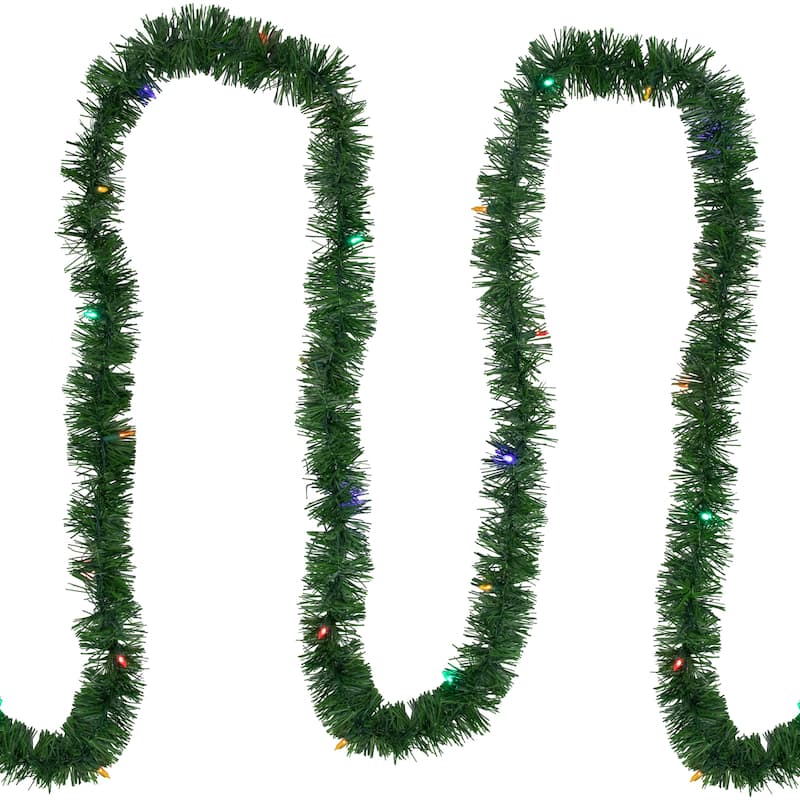 18' Pre-Lit LED Pine Artificial Christmas Garland - Multicolor Lights