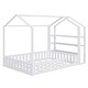 preview thumbnail 28 of 62, Floor Bed House Bed Fence-shaped Guardrail Frame Creativity House Bed with Fence and Detachable Storage Shelves