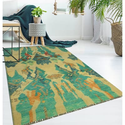 Balochi Bahriye Ivory/Turquoise Rug - 2'11" x 5'0"