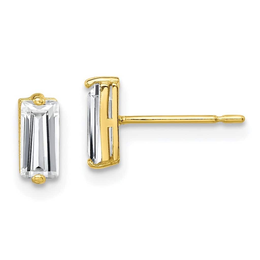 Curata 10k Yellow, Rose or White Gold Baguette Simulated Diamond Stud Earrings