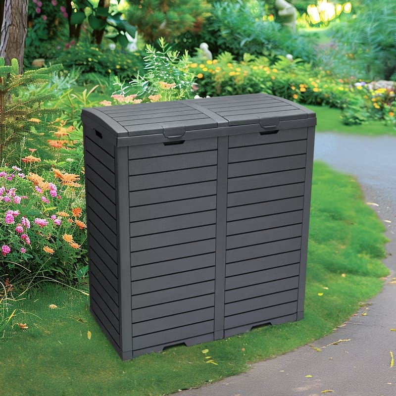 Resin Step On Curbside Trash Can & Recycling Bin - 62 gal. Black