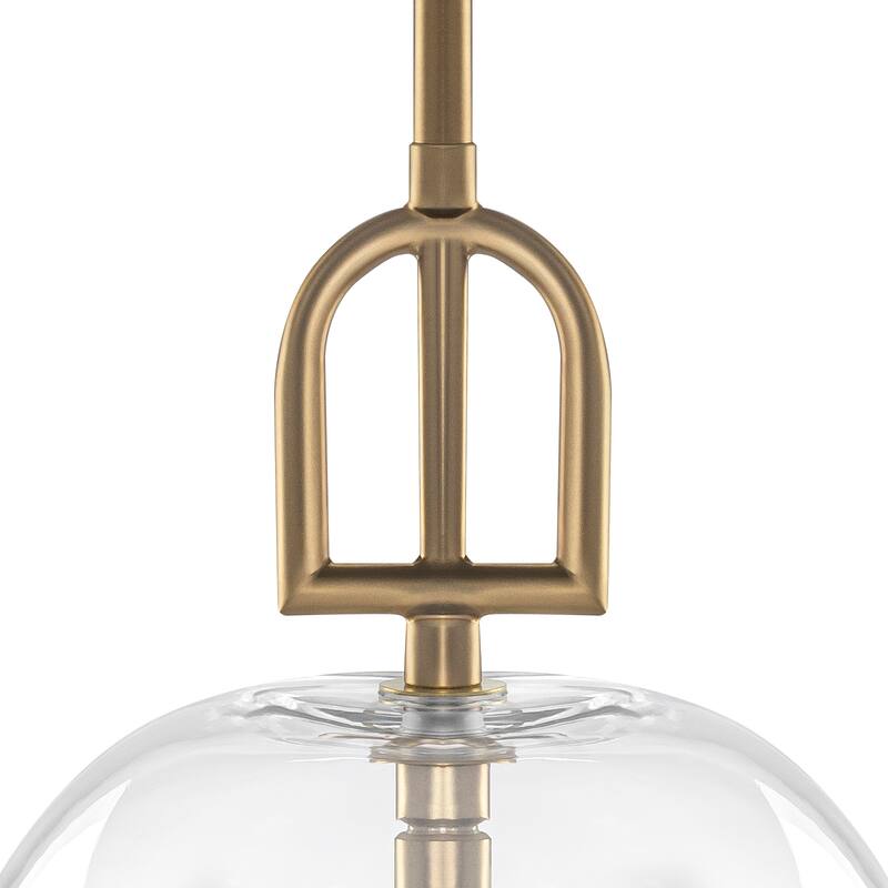 2-Light Gold Metal Pendant Light with Bell-Shaped Clear Glass Shades - Dia.10-in
