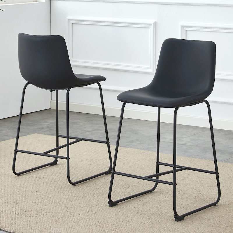 Set Of 2 Modern Minimalist Style Pu Material Bar Stools