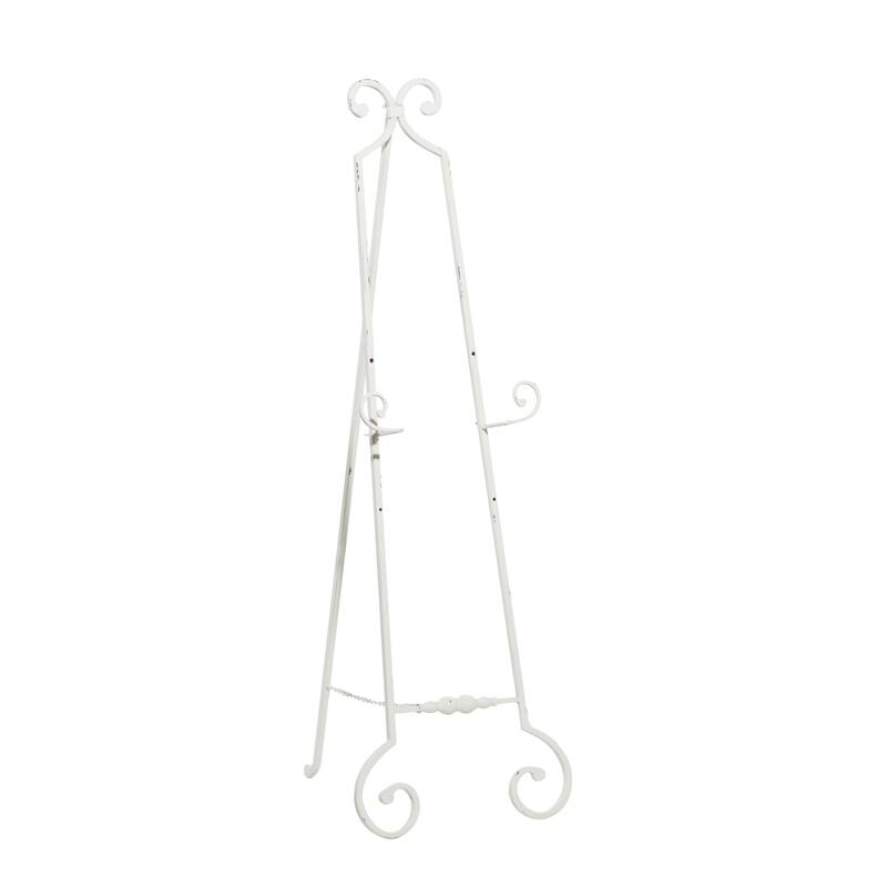 Metal Scroll Large Adjustable 3 Tier Display Easel with Chain Support - White - Roche River Decor - White - 17"W, 52"H