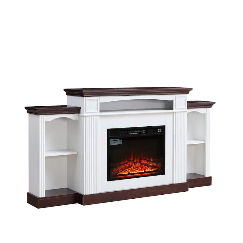Electric Fireplace TV Stand for 70 inch TV, 23 inch Fireplace with Mantel